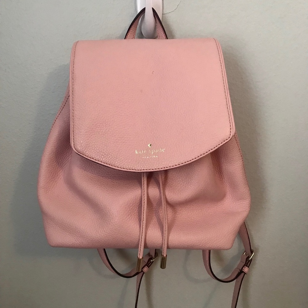 Kate Spade Leather Light Pink Draw String Backpack
